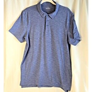 J.Crew Performance Polo Shirt Mid Blue L Polyester Elastane Stretch Comfort